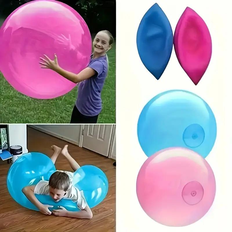 1Pc Durable Rubber Transparent Bubble Ball for Youngsters - Large Inflatable Play Ball for Outdoor Fun Packaging Inflatable Toys