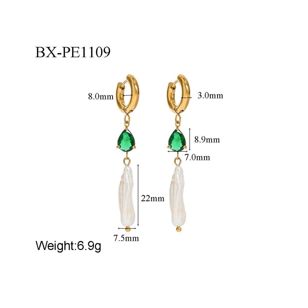 European Baroque Freshwater Pearl Tassel Hoop Earrings, Stainless Steel Gold-Plated, Face-Slimming Ear Jewelry for Women