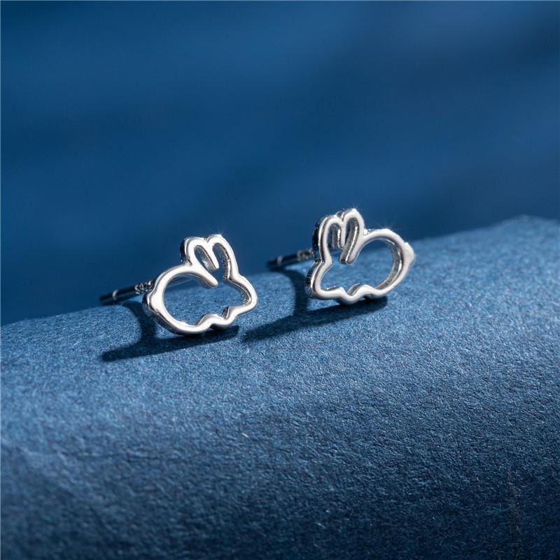 925 Sterling copper Small Animal Stud Earrings for Women Mini Dog Paw Piercing Earring Zircon Rabbit Owl Cat on Moon Pendientes