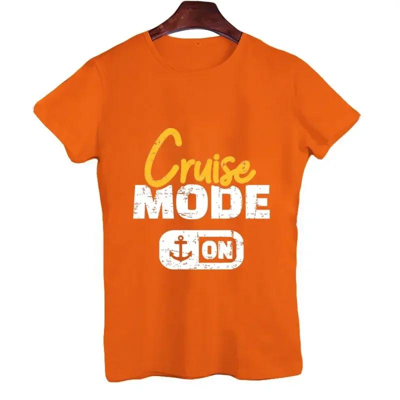 2023 Tee Shirts for Men on Cruise Mode Print Funny Design T-shirt Short Sleeve Vacation Tops Men Women T-shirt Oversize Tees