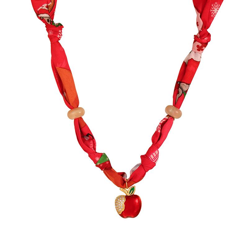 Европейский и американский медный инкрустированный циркониевый рождественский кулон-яблоко для девочек