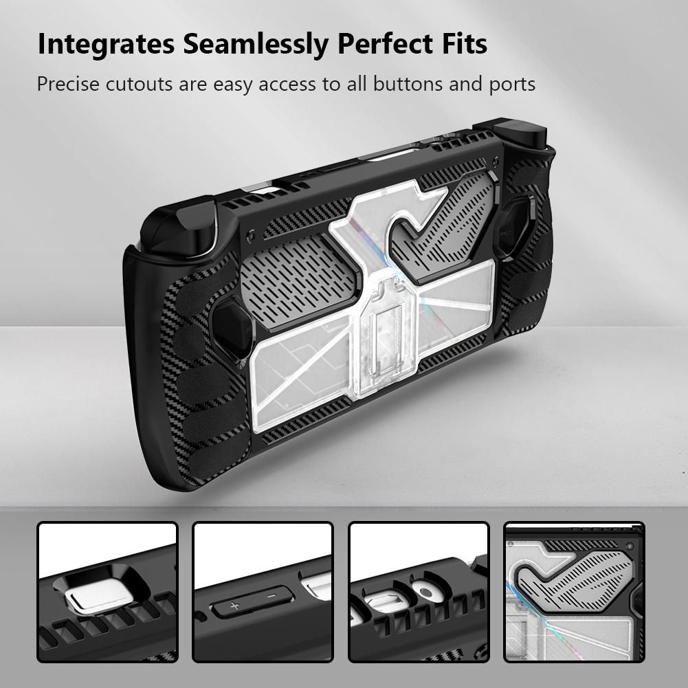 Protective Cover TPU PC Game Console Full Cover with Bracket Shockproof Replacement Accessories for Asus Rog Ally