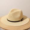 Classic Beige Panama Straw Hat Women's Casual Versatile Wide Brim Straw Hat Men's Summer Top Hat Sun Hat Women's