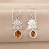 Citrine Gemstone 925 Sterling Silver Jewelry Handmade Women Earrings 1.84" November Birthmonth Jewelry For Gift CE-23-7