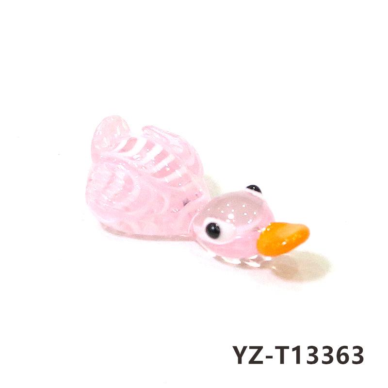 Colorful Cute Glass Duck Mini Figurine Craft Ornament Easter Animal Tiny Statues Home Table Micro Fairy Garden Decor Accessories