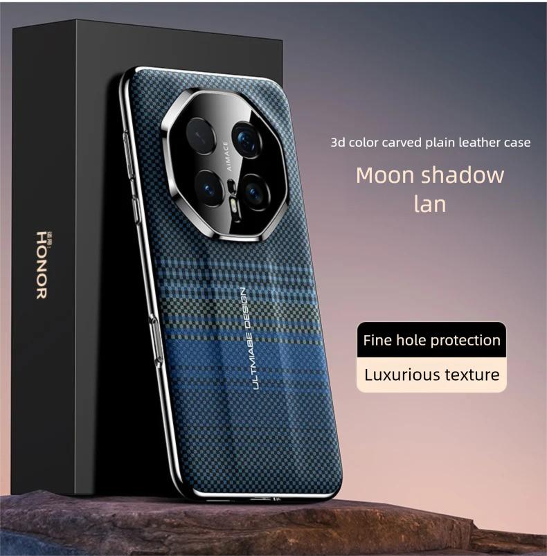 

3D Цветной Резной Чехол из Веганской Кожи для Honor Magic 7/8 pro Премиальная Приятная на Ощупь Рамка с Гальваническим Покрытием с Защитой Объектива Камеры Honor Magic7