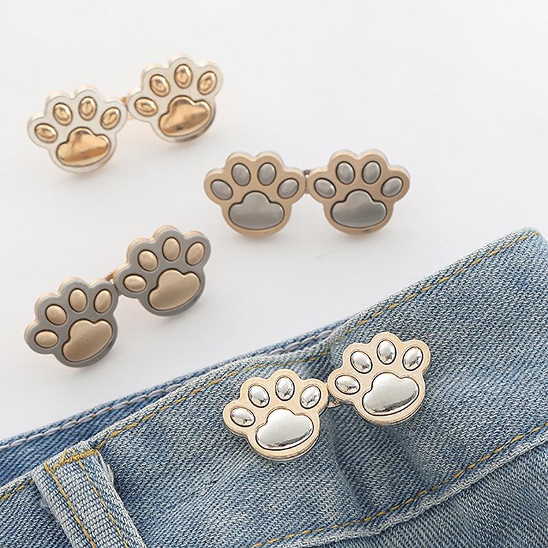 Adjustable Jean Waistband Button Pin Shaped Cute Cat Paw Waist Tightener Instant Jean Button For Jeans Pants No Sewing Required