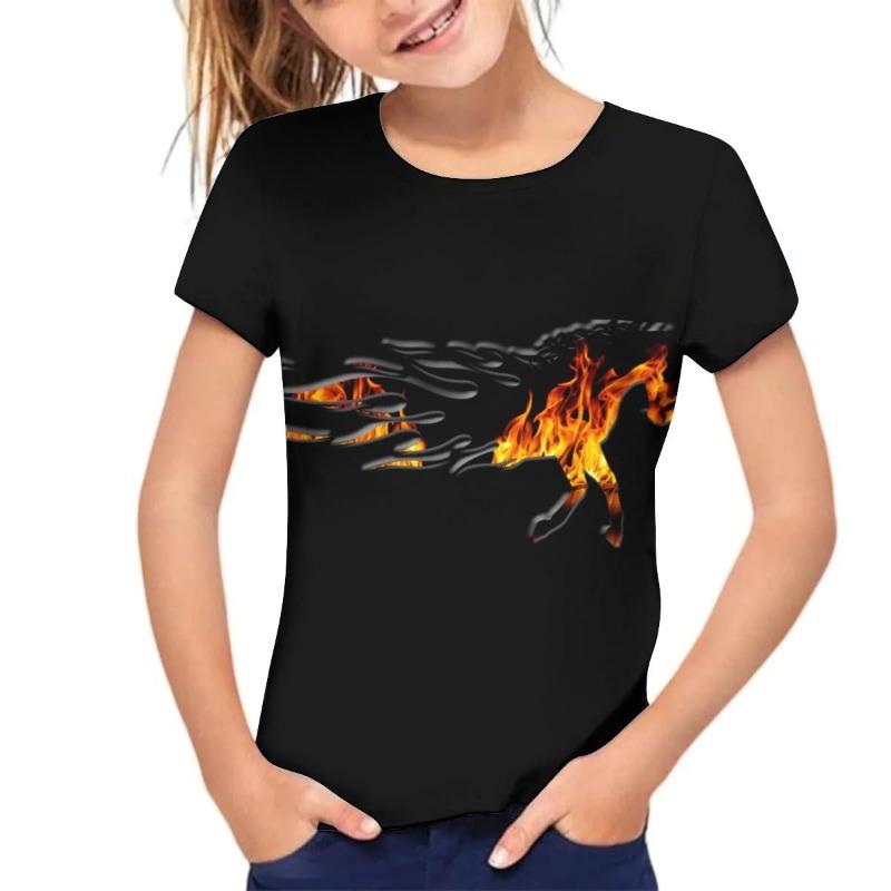 Dětské tričko Léto Dětský Roztomilý Styl se Zvířecím Potiskem Jednoduché Ležérní Kulatý Výstřih Pulovr Tričko s Krátkým Rukávem