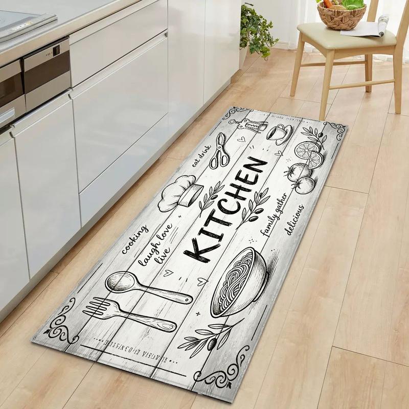 Crystal Velvet Farmhouse Kitchen Letter Print Runner Mat Set Waterproof Anti Slip Absorbent Floor Rug Home Decor Gift