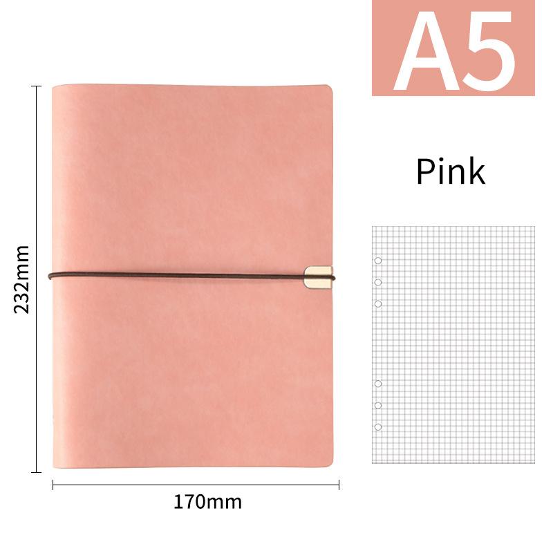A5 B5 Business Leather Journal Notebooks 6 Ring Binder Planner with 100 Sheets  Blank Printed Loose-leaf Diary Notebook