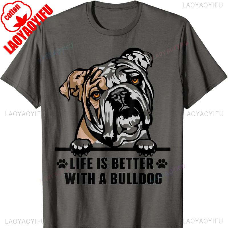 Bulldog Dad Funny English Bulldog Lover Gift TShirt Harajuku Shirts for Clothing Graphic T Shirts Aesthetic Clothes Tops Unisex