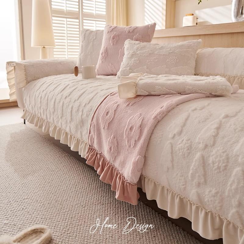 Living Home Non-slip Sofa Cushion Couch Sofa Covers   Winter Shu Velveteen Slipcover Thick Furry Sofa Mats