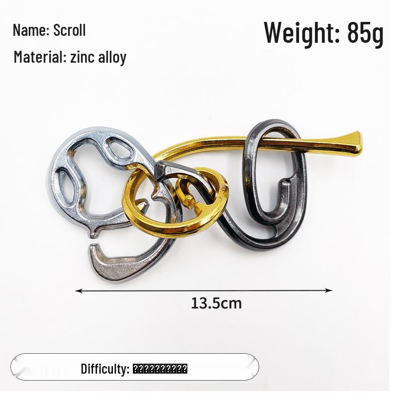 Zinc Alloy Kongming Puzzle Lock: Disentanglement Ring Educational Toy