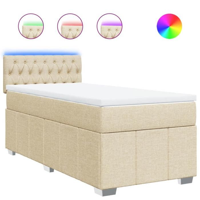 VidaXL Slat Bed Base with Mattress Cream 90x200 Cm Fabric 3289263