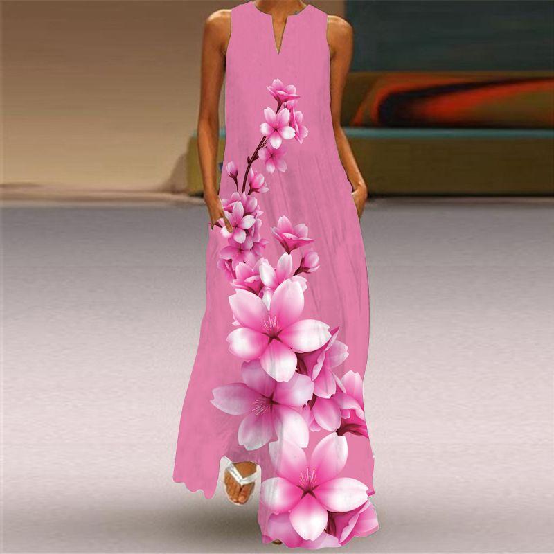 New Sleeveless Dress Summer Long Pear Shapes Belly Covering Silm Slim Looking Yes, Elegant V-neck Dress