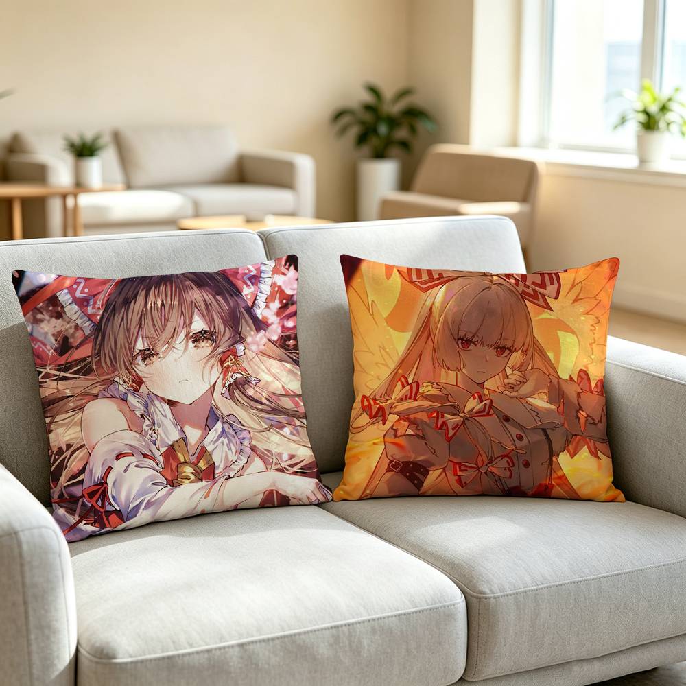 I-Indie Game Touhou Project Square Double-Sided printed Pillow Case Bedroom Bedside Pillow Sofa Cushion Cover