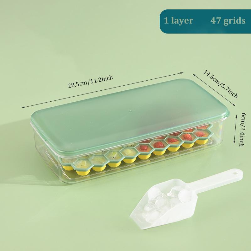 Vassoio per Cubetti di Ghiaccio Grande in Silicone con Scatola Portaoggetti - Congelamento Rapido con Elevata Capacità
