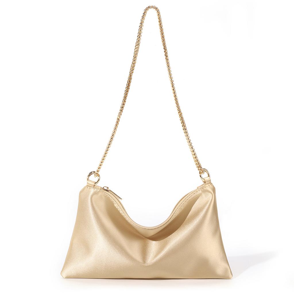 elegant solid metal chain underarm woman evening bags for wedding and night