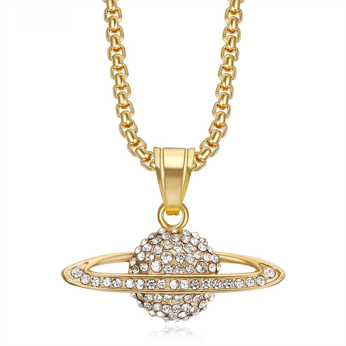 2026 Jewelry Fashion Trend Inlaid Zircon Planet Universe Pendant Necklace Men s Party Jewelry Accessories 60CM