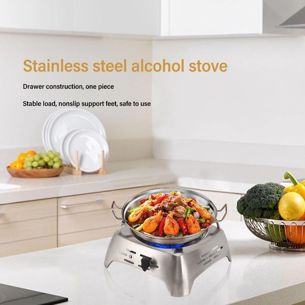 

Stainless Steel Drawer Type Alcohol Burner Sliding Adjustment Camping Stove Camping