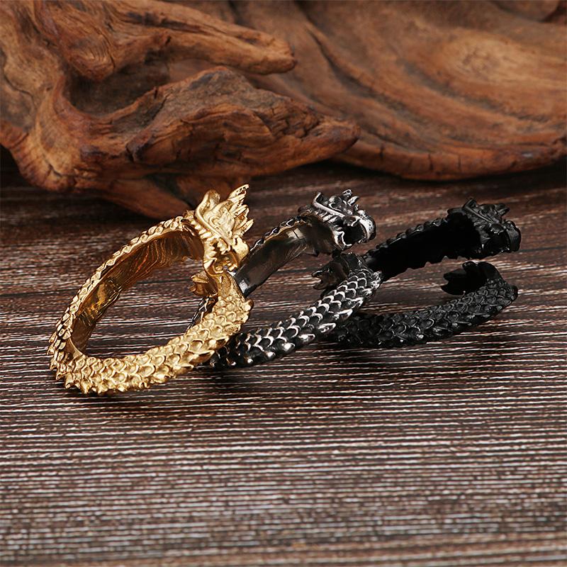 KALEN Creative 3D Dragon Charm Finger Rings HIp Hop Stainless Steel Lucky Ring Friend‘s Gift Personalized Animal Trendy Jewelry