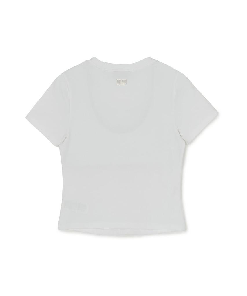 Emelbi Women'S Cutout Detail Slim Semi-Crop Short Sleeve T-Shirt Ny (White)
