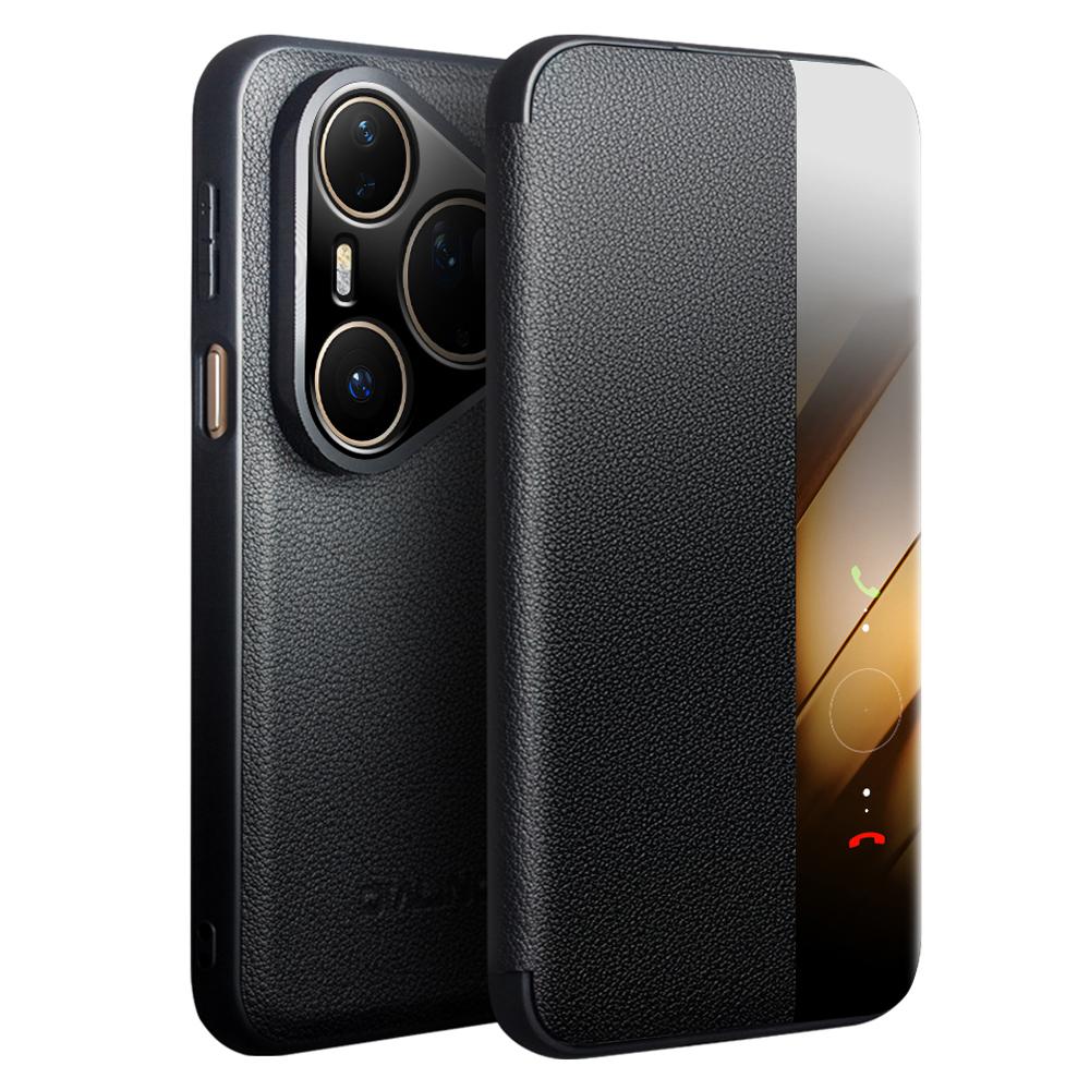 QIALINO Pour Huawei Pura 80 Ultra Étui Vue Fenêtre Réveil/Veille Automatique Cuir Vachette Véritable Housse de Téléphone à Rabat