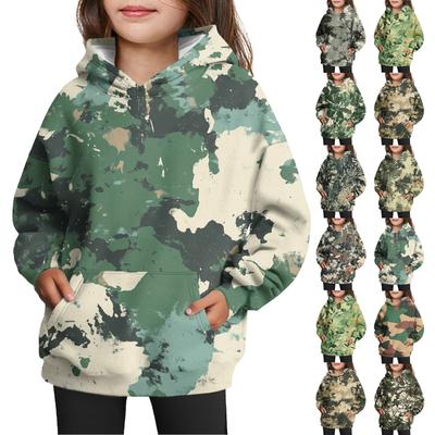 Girls' Hooded Tie- Sweatshirt - Pullover Print Top