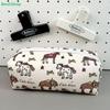 Cute Horse Print Pencil Case – Canvas Zipper Pouch for Stationery, Cosmetics & Daily Essentials