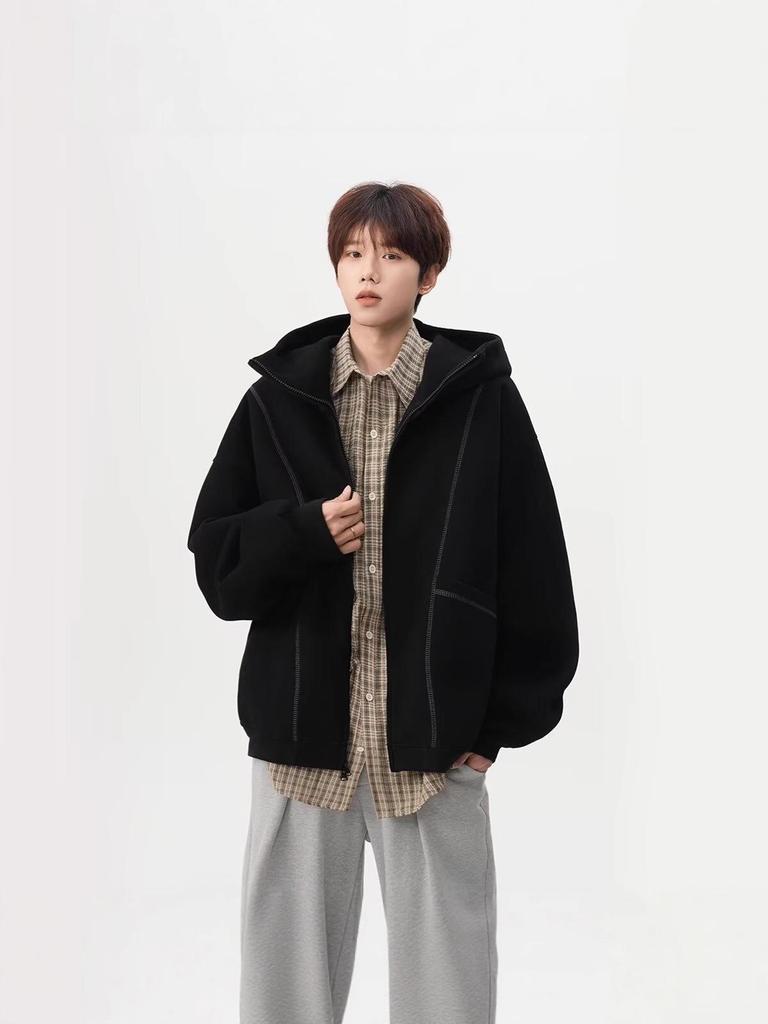 Women's Petite Gray Sweatshirt Jacket - 2025 Korean Style Autumn Winter Versatile Commuting Outfit