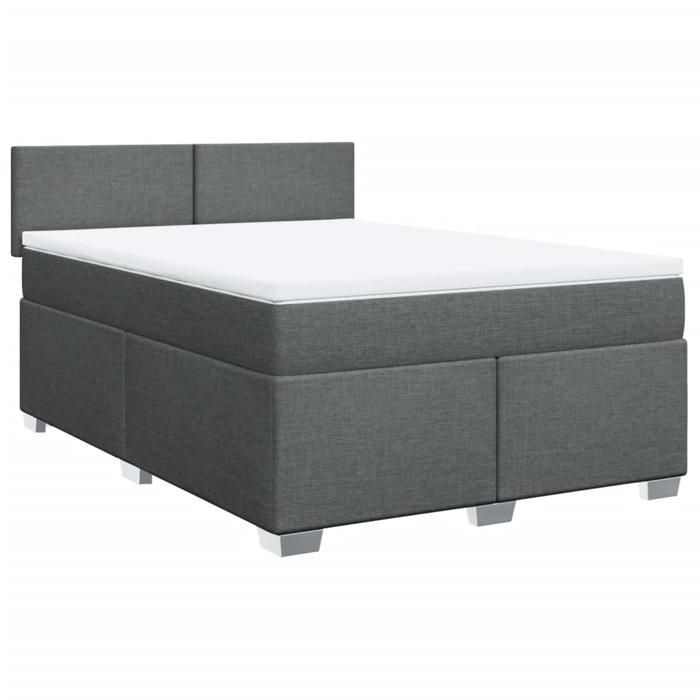Maison Exclusive - Sommier à lattes de lit avec matelas Gris foncé 140x200cm Tissu