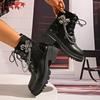 Star chain metal flower autumn new large size temperament thick sole thick heel fashion Martin boots