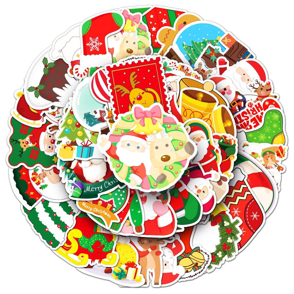 50 Sheets of Christmas Cartoon Graffiti Stickers for DIY Tree & Journal