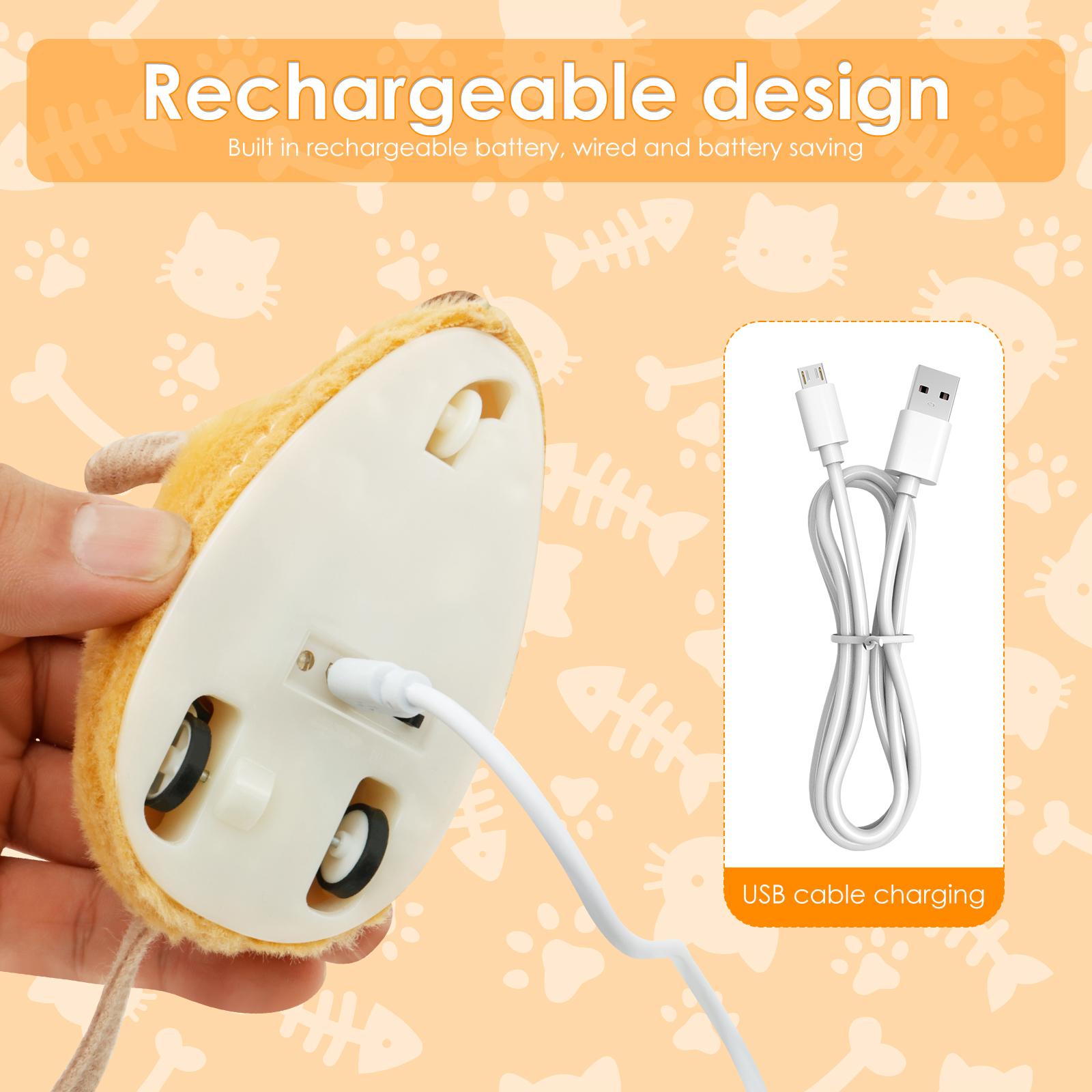 

Cat Electric Mouse Plush Toys LED Glow Rechargeable Pet Interactive Toy Auto Moving Mice Realistic Kitten Relieve Boredom