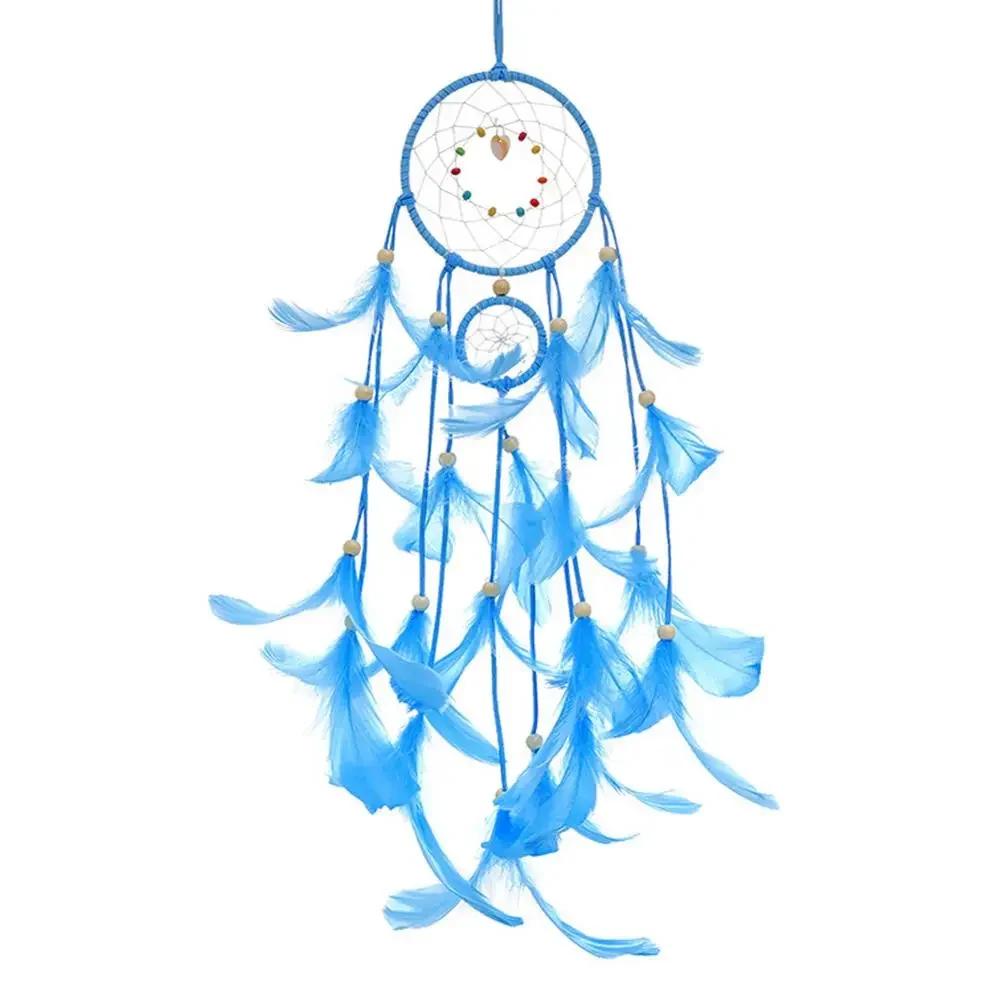 Osvětlení Ručně vyráběný korálkový lapač snů, zvonkohra, indický styl, peří, přívěsek, lapač snů, kreativní dekorace na zavěšení auta