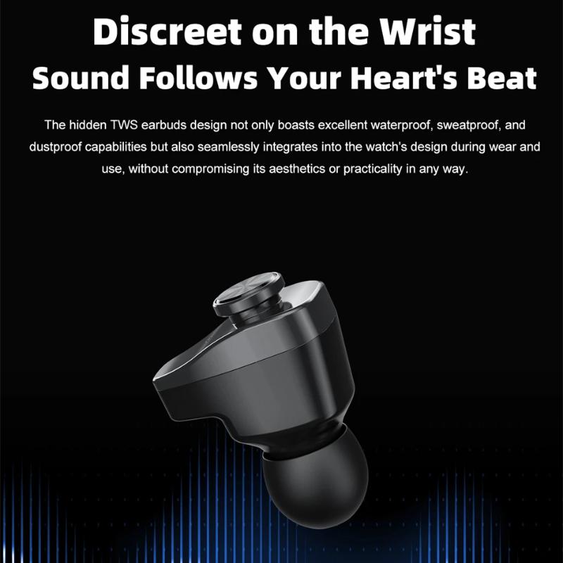 2025 Νέο NFC 2 Σε 1 Bluetooth Ακουστικό Έξυπνο Ρολόι TWS Μουσική Ομιλία Με Ακουστικά 4 Ώρες Δυνατά Ηχητικά Εφέ Μουσικόφιλος Άνδρες Έξυπνο Ρολόι