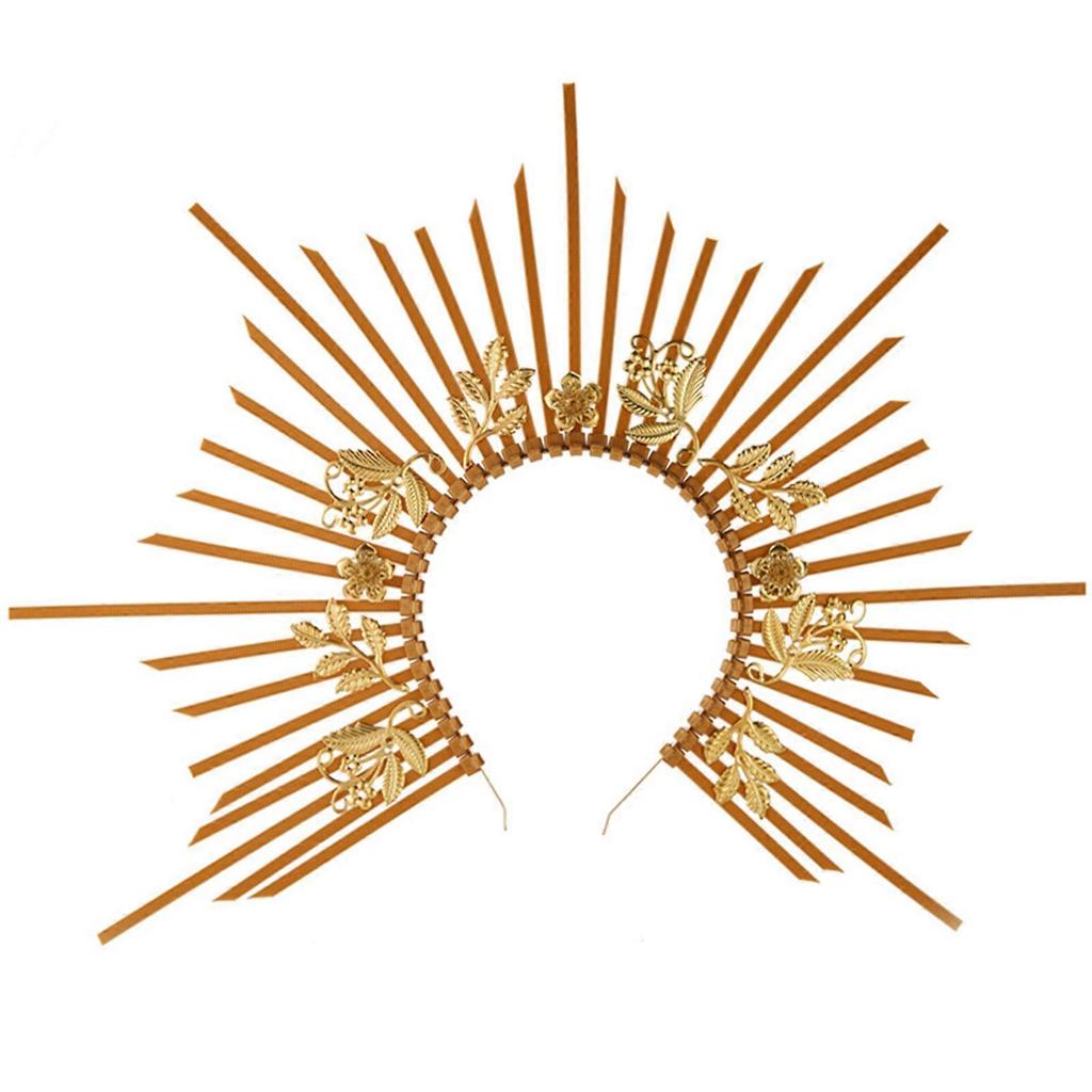 Lolita Dorata Dea Gotica Fascia per Capelli Cerchietto Halo Corona Copricapo Diademi Costume per Festa Cosplay Giallo