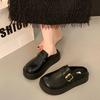 British style heightened platform Boken bag head slippers women 2025 new spring one-pedal small leather shoes half slippers women