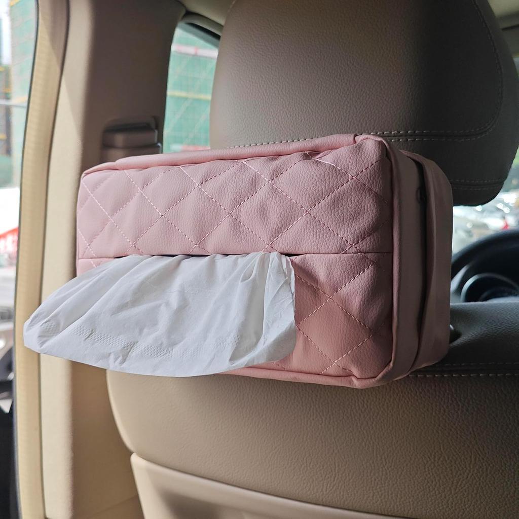 Car Tissue Holder For 120 Standard Tissue,Leather PU Tissues Box Cover For Car Backseat,Extra Large Rectangle Napkin Holder Soft Rectangular,Fits For