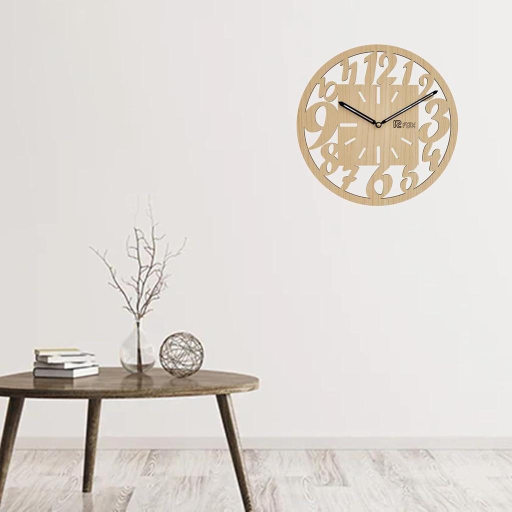 Zegar ścienny analogowy ręcznie robiony stylowy elegancki drewniany 12-calowy z dużymi cyframi do salonu holu sypialni biura na prezent drewno klonowe