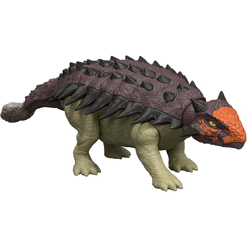 

Mattel Jurassic World Рев Анкилозавра Фигурка, Детская игрушка динозавр, Прибл.. 25,5 см длиной, для детей от 4 лет и старше, коричневый, JGB90