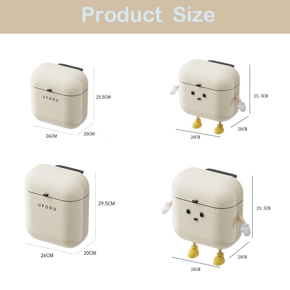 Krémově zbarvený toaletní odpadkový koš s víkem Koupelnový odpadkový koš Vysoce kvalitní kuchyňský odpadkový koš