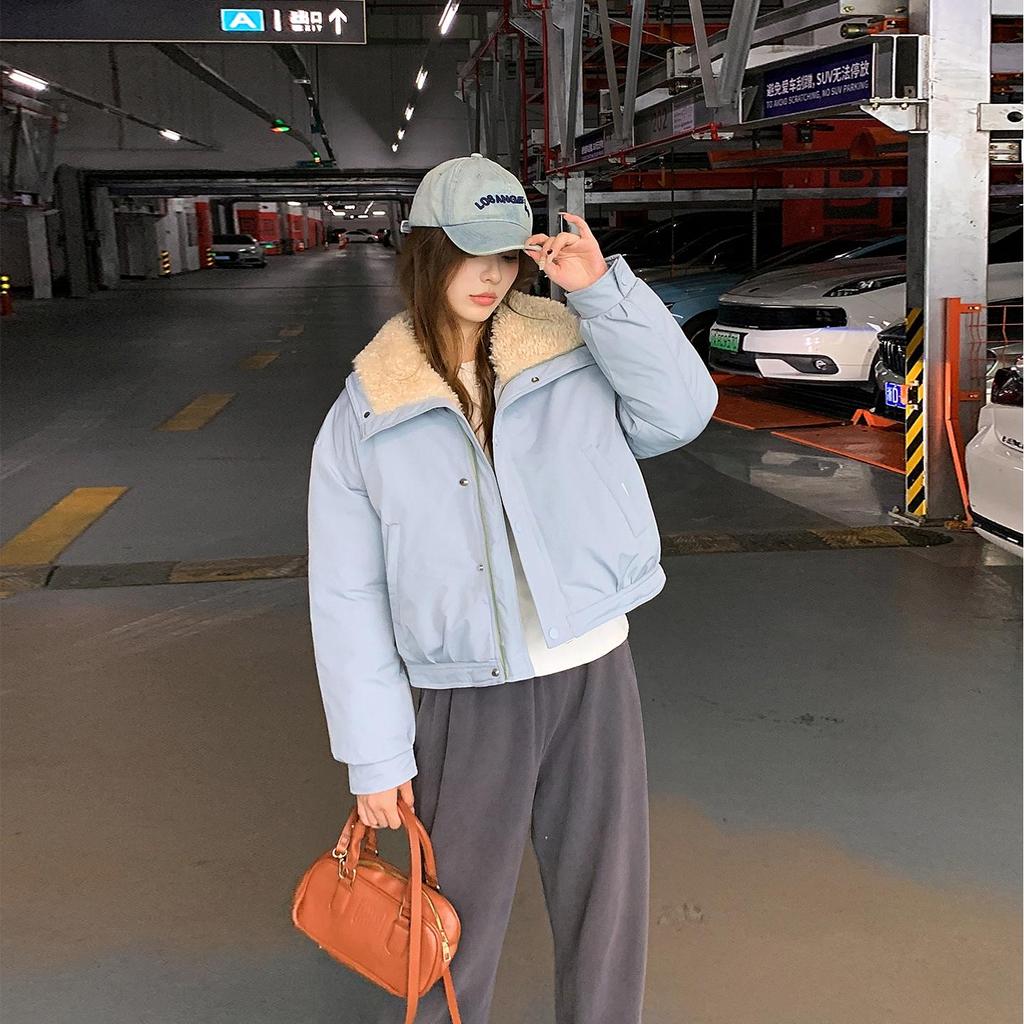 Autumn Winter Thicken Warm Parka Women Casual Sweety Solid Color Big Pocket Loose Jackets Outwear