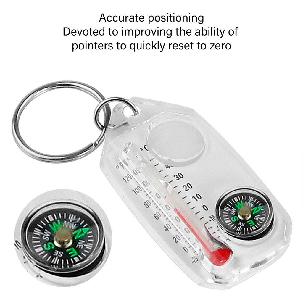 Pocket Survival Compass Multifunctional Guiding Compass Thermometer Keyring Pocket Sized Compass Keyring Compass Pendant
