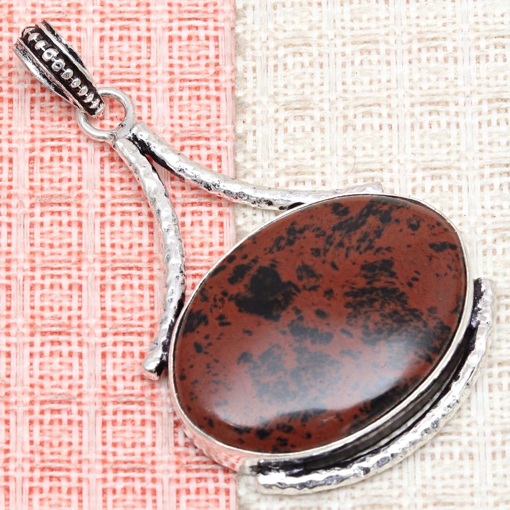 Mahogany Obsidian Handmade Women's Unisex Silver Jewelry Pendant 2.5