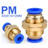 5Pcs PM Series Bulkhead Straight Pneumatic Fitting,4-12mm Push-to-Connect Quick Release Hose Connector for Air Compressor System
