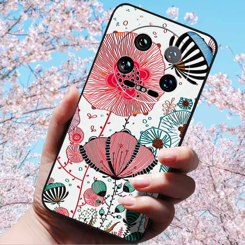 For Xiaomi 14 Ultra 5G 6.73" 14 Pro Cases Fashion 3D Retro Embossed Relief Soft TPU Siliocn Back Cover for Xiaomi 14 Capa Mi 14