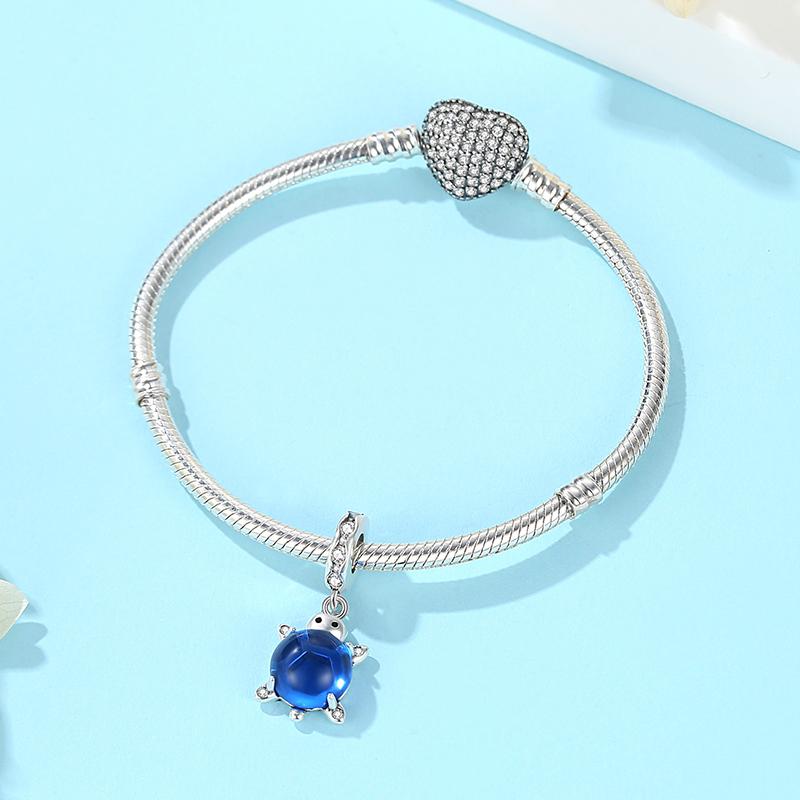 Original 925 Silber Charms Meeresschildkröte Perlen Glas Murano Pave Zirkonia Passend für Armbänder Halsketten Damen DIY Schmuck Geschenk