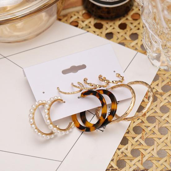 1 Set Cercei Hoop Formă Rotundă Bijuterii cu Strasuri Geometrie Perle Faux Cercei Cerc Femei