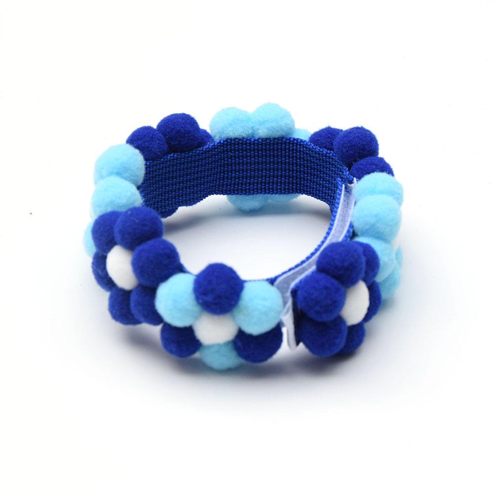 Adjustable Rainbow Flower Pet Collar with Fur Ball - Cute and Soft for Cats and Dogs